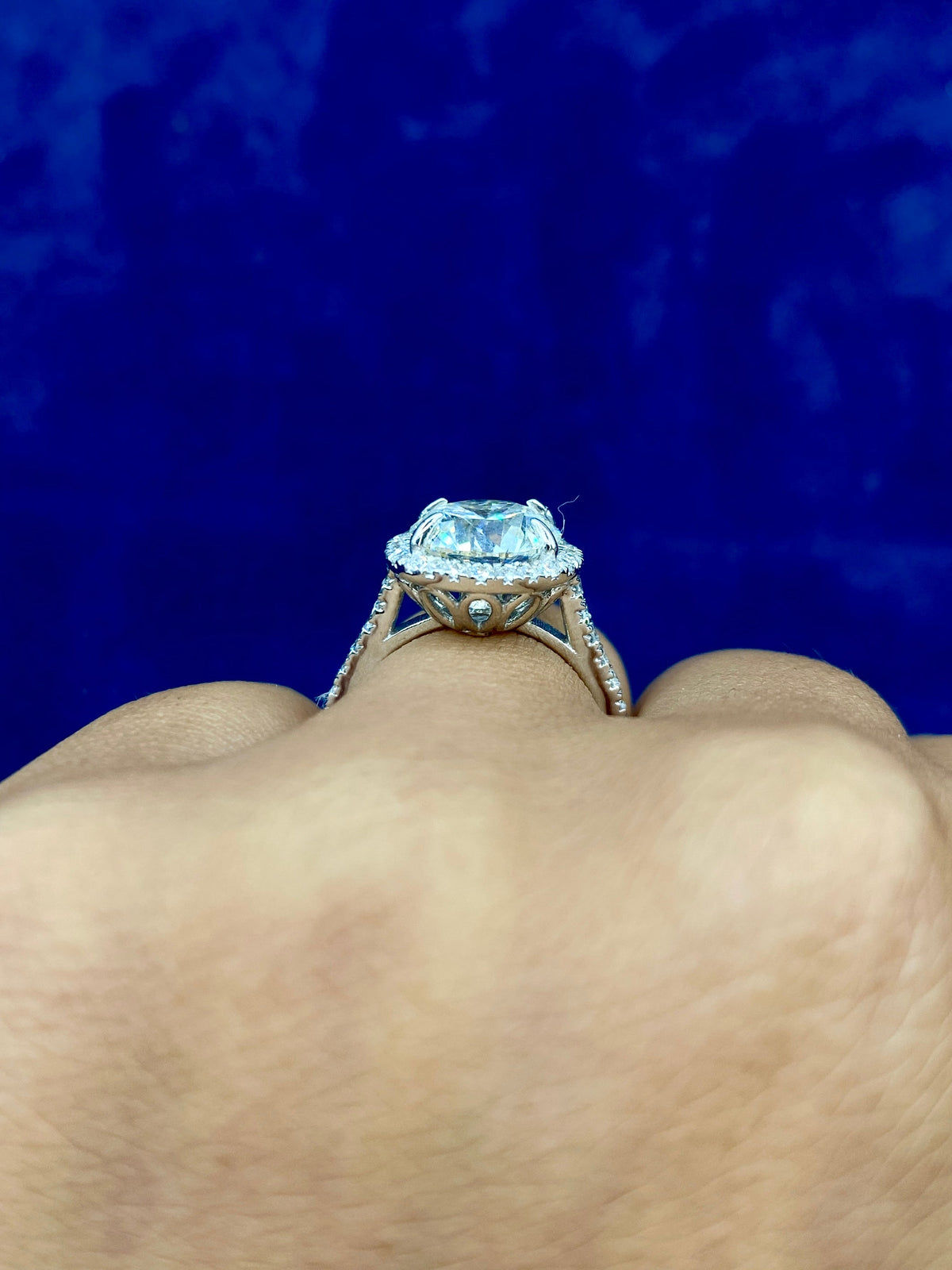14K Gold Round Halo Lab Diamond Ring - additional product view 3