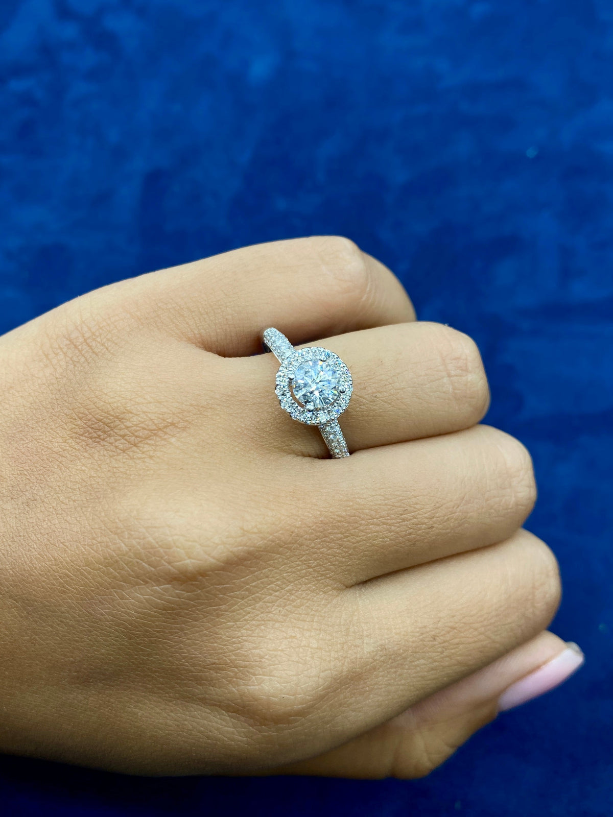14K Gold Circle Cut Halo Lab Diamond Engagement Ring - additional product view 2