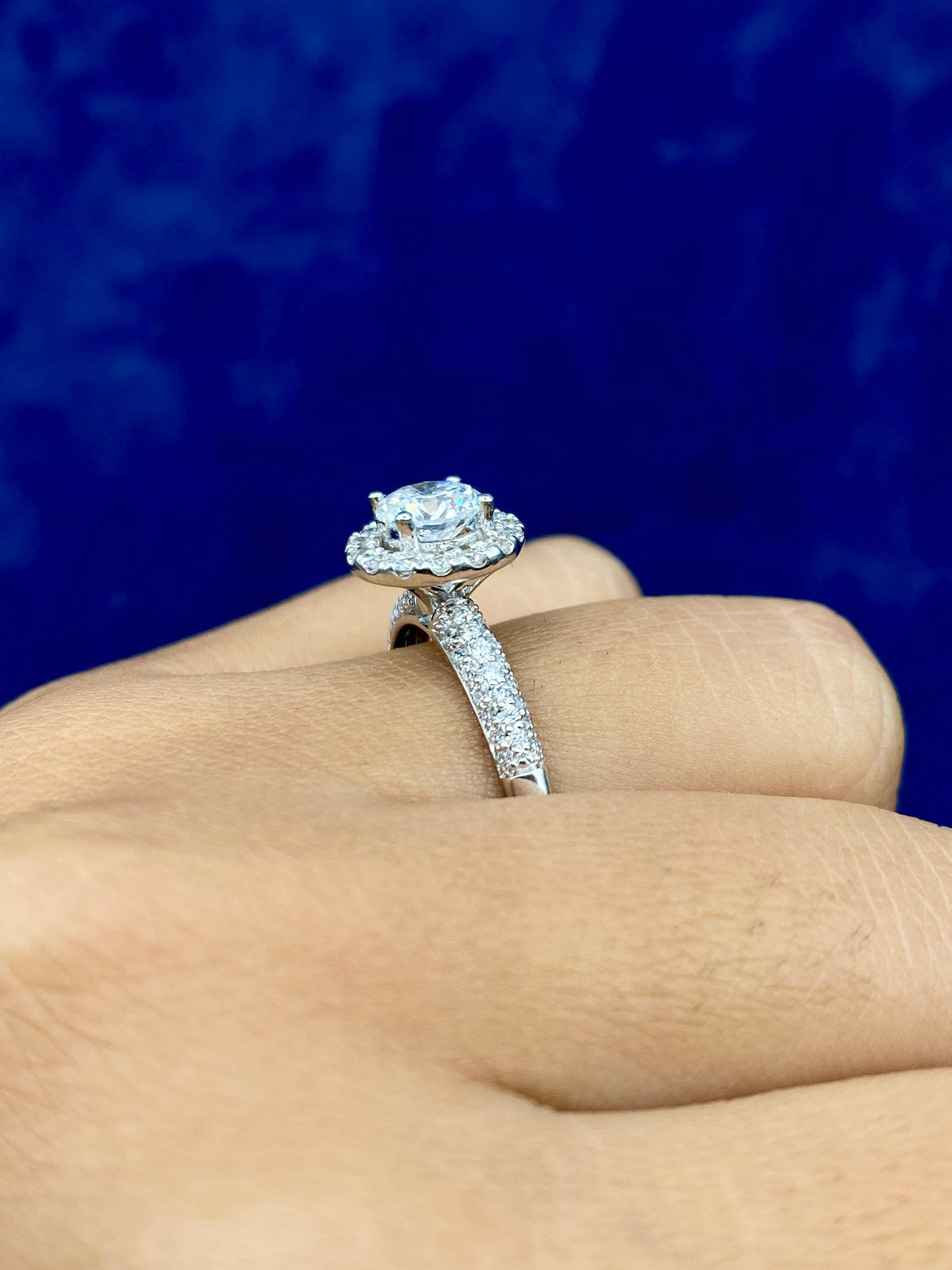 14K Gold Circle Cut Halo Lab Diamond Engagement Ring - additional product view 3