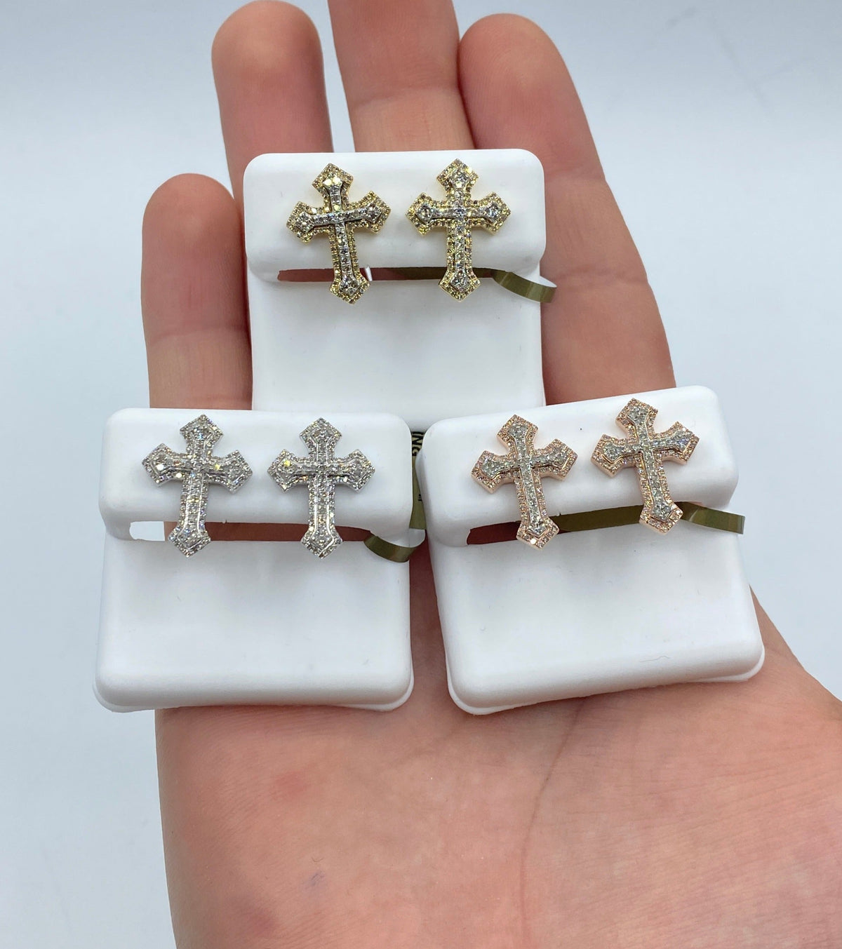 10K Gold Cross Diamond Earrings - additional product view 2
