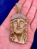 14K Gold XL Jesus Head Pendants, Large - close-up product photo