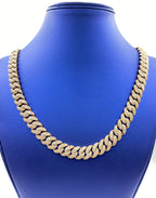 10K Gold and Diamond 12.4mm Cuban Link Chain - additional product view 2