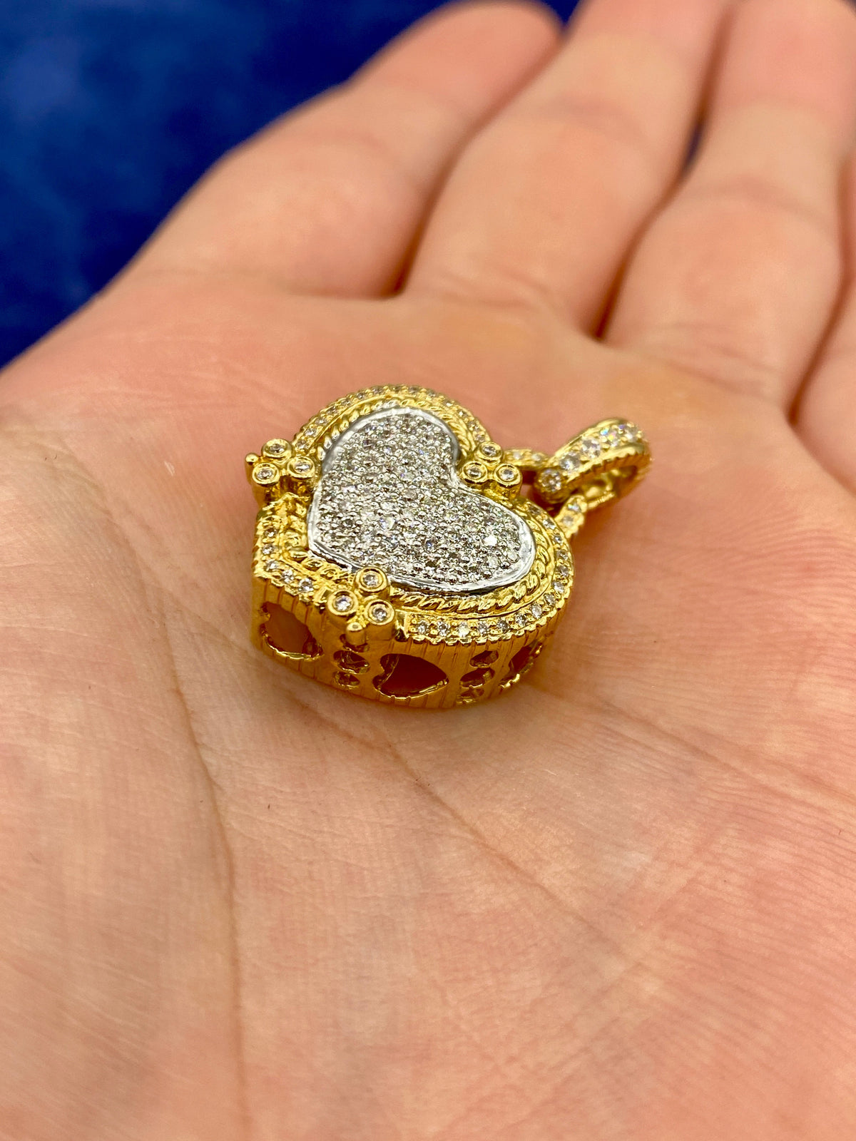 18K Gold Regal Heart Diamond Pendant - additional product view 4