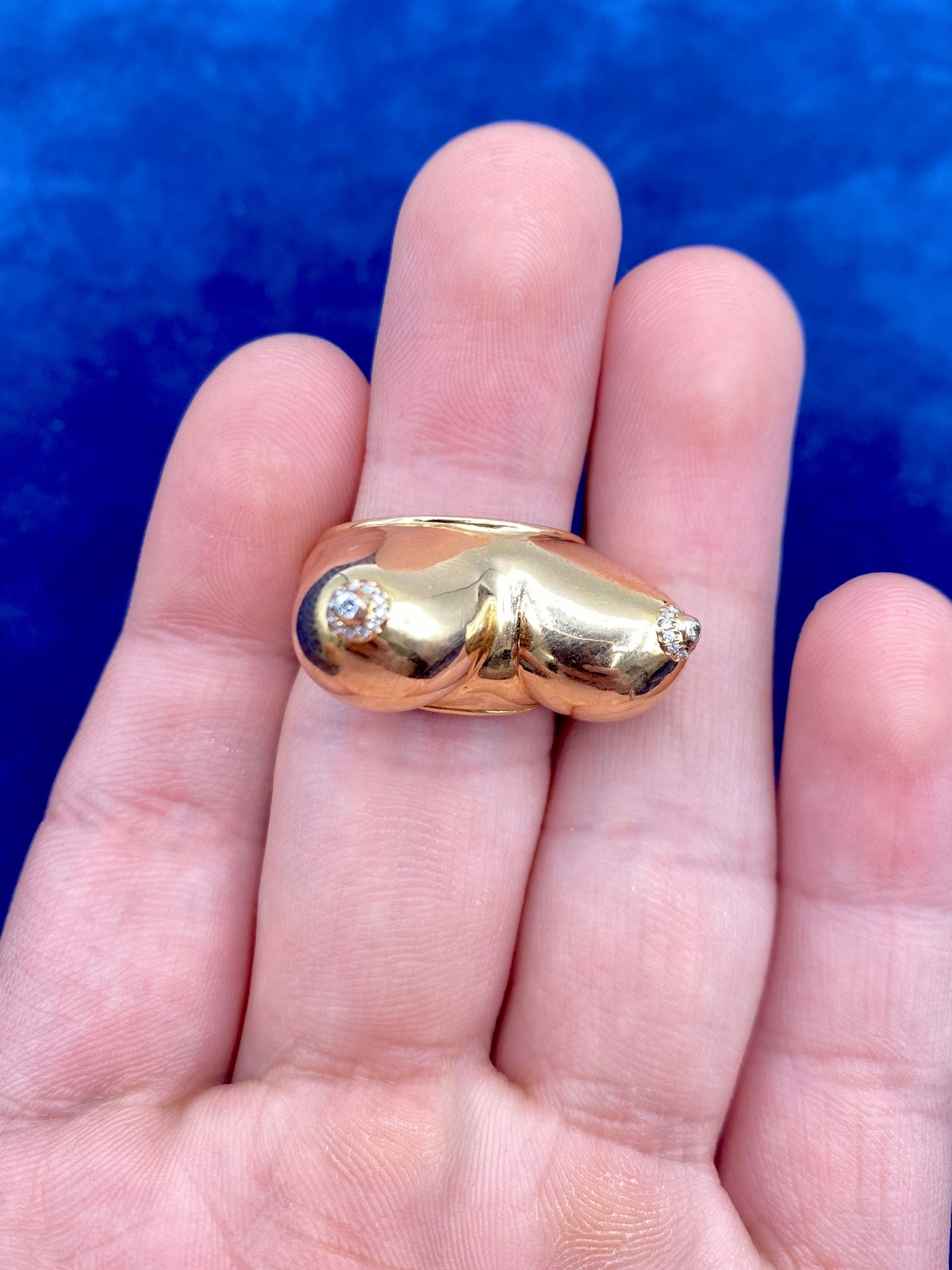18K Gold Custom Boob Titty Diamond Ring - additional product view 2