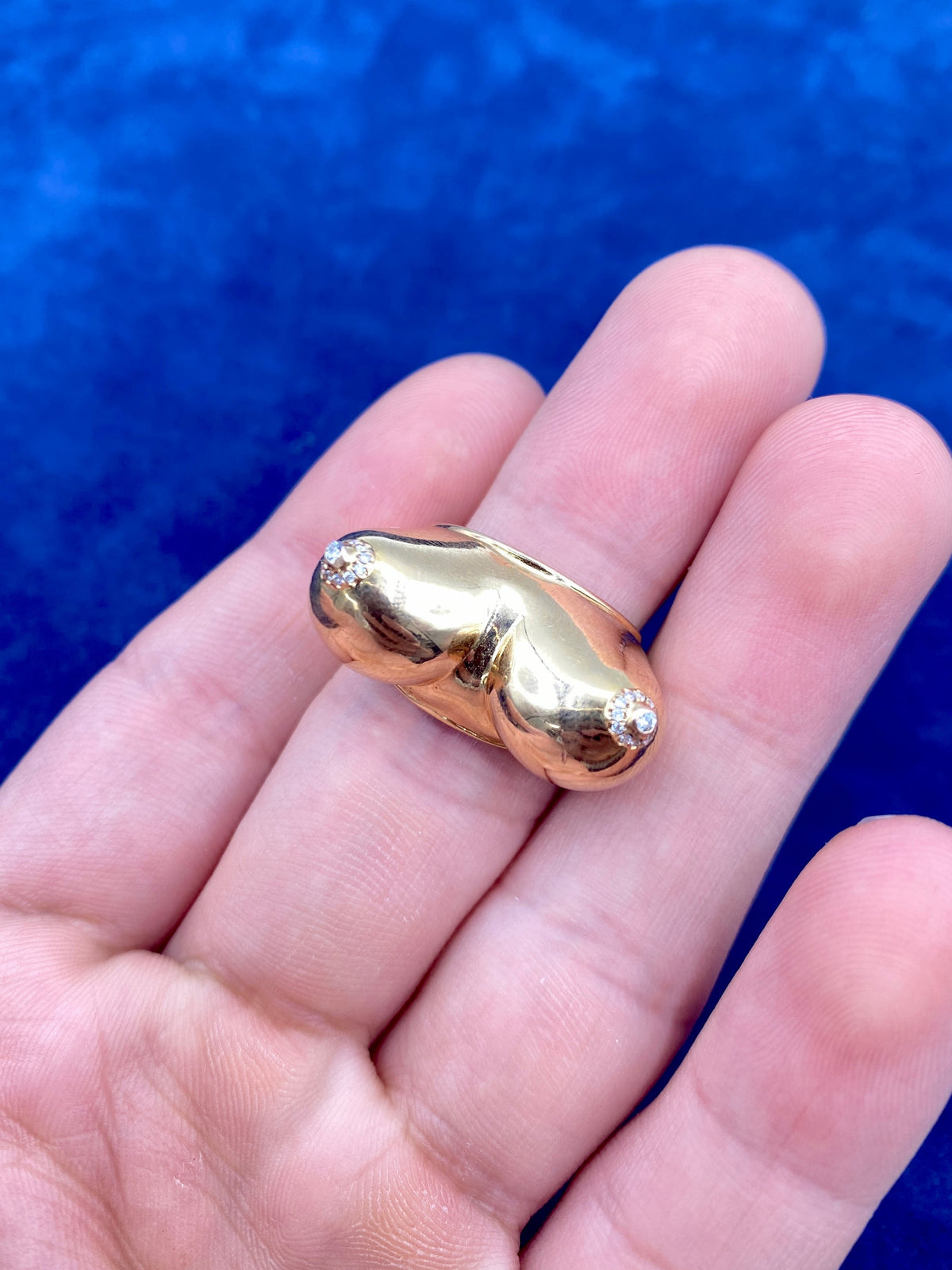 18K Gold Custom Boob Titty Diamond Ring - additional product view 3