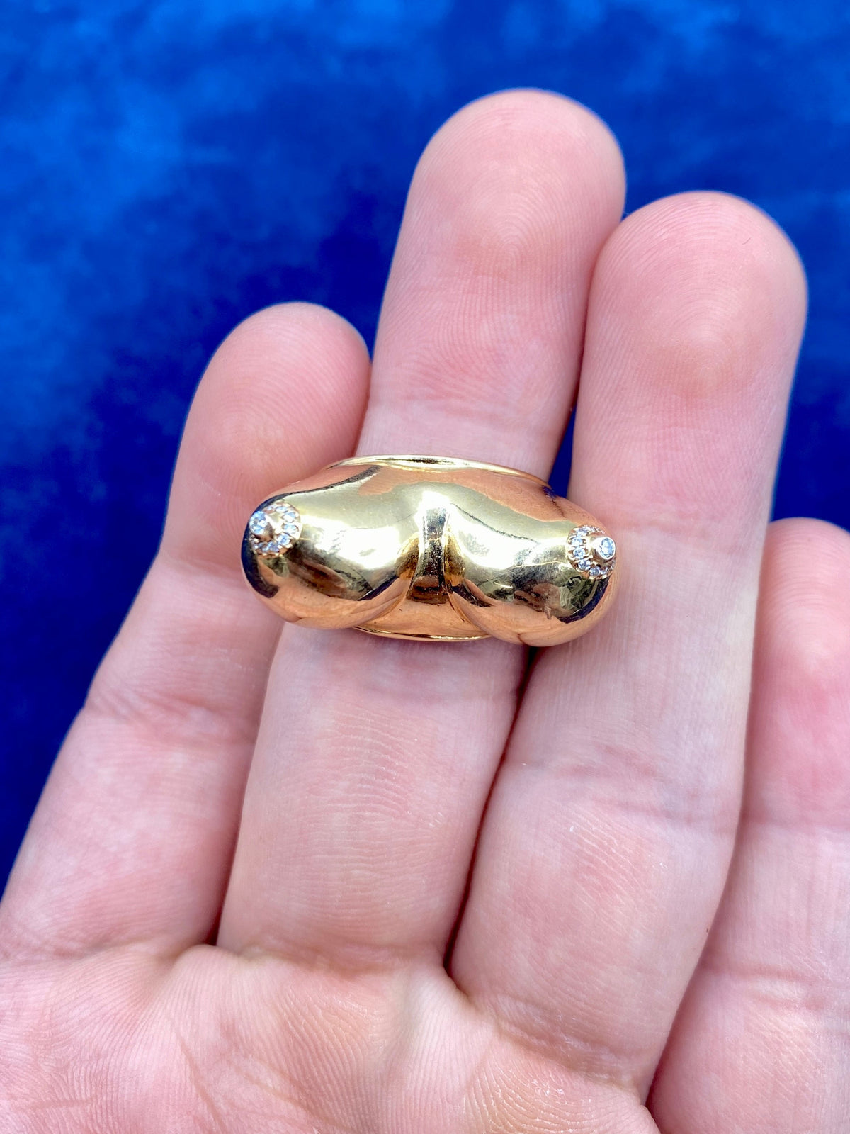 18K Gold Custom Boob Titty Diamond Ring - additional product view 4