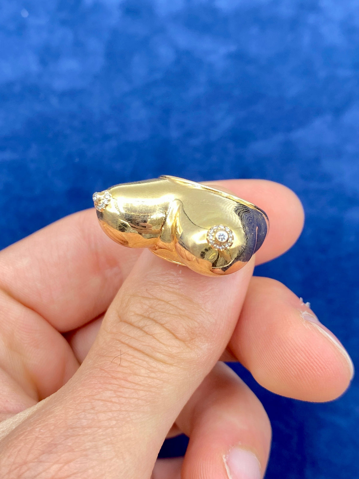 18K Gold Custom Boob Titty Diamond Ring - additional product view 7
