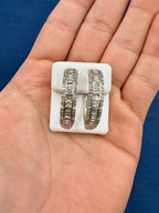 14K Gold Large Baguette Square Style Hoop Diamond Earrings - additional product view 4