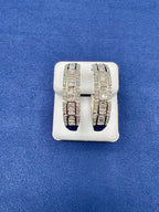 14K Gold Large Baguette Square Style Hoop Diamond Earrings - additional product view 7