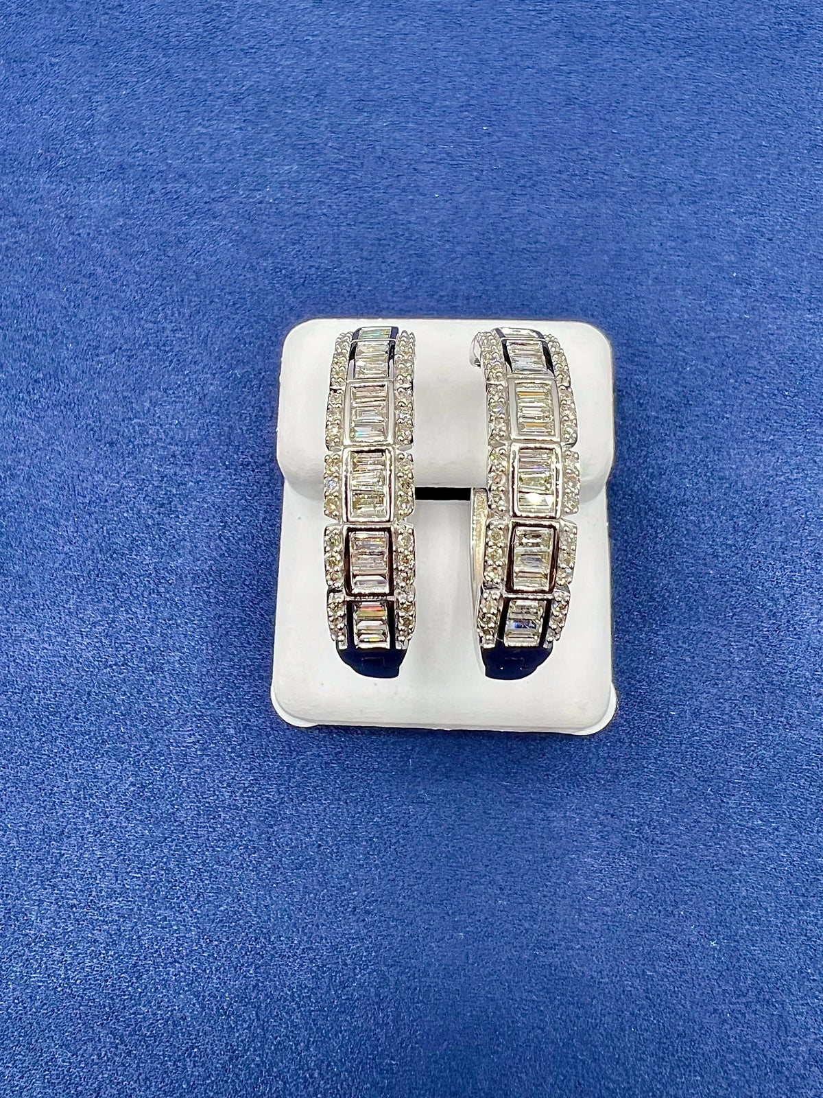 14K Gold Large Baguette Square Style Hoop Diamond Earrings - additional product view 7