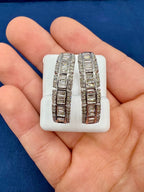 14K Gold Large Baguette Square Style Hoop Diamond Earrings - additional product view 8