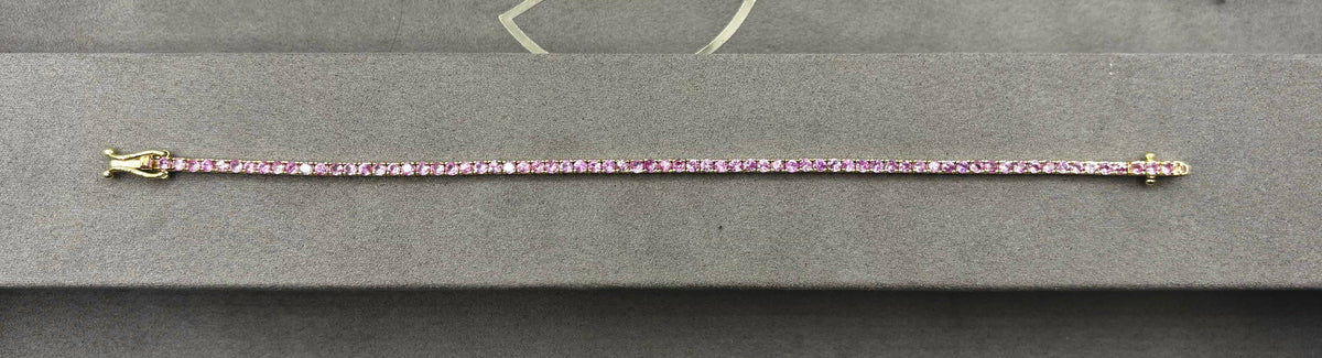 14K Gold Stunning Pink Tourmaline Tennis Diamond Bracelet - additional product view 5