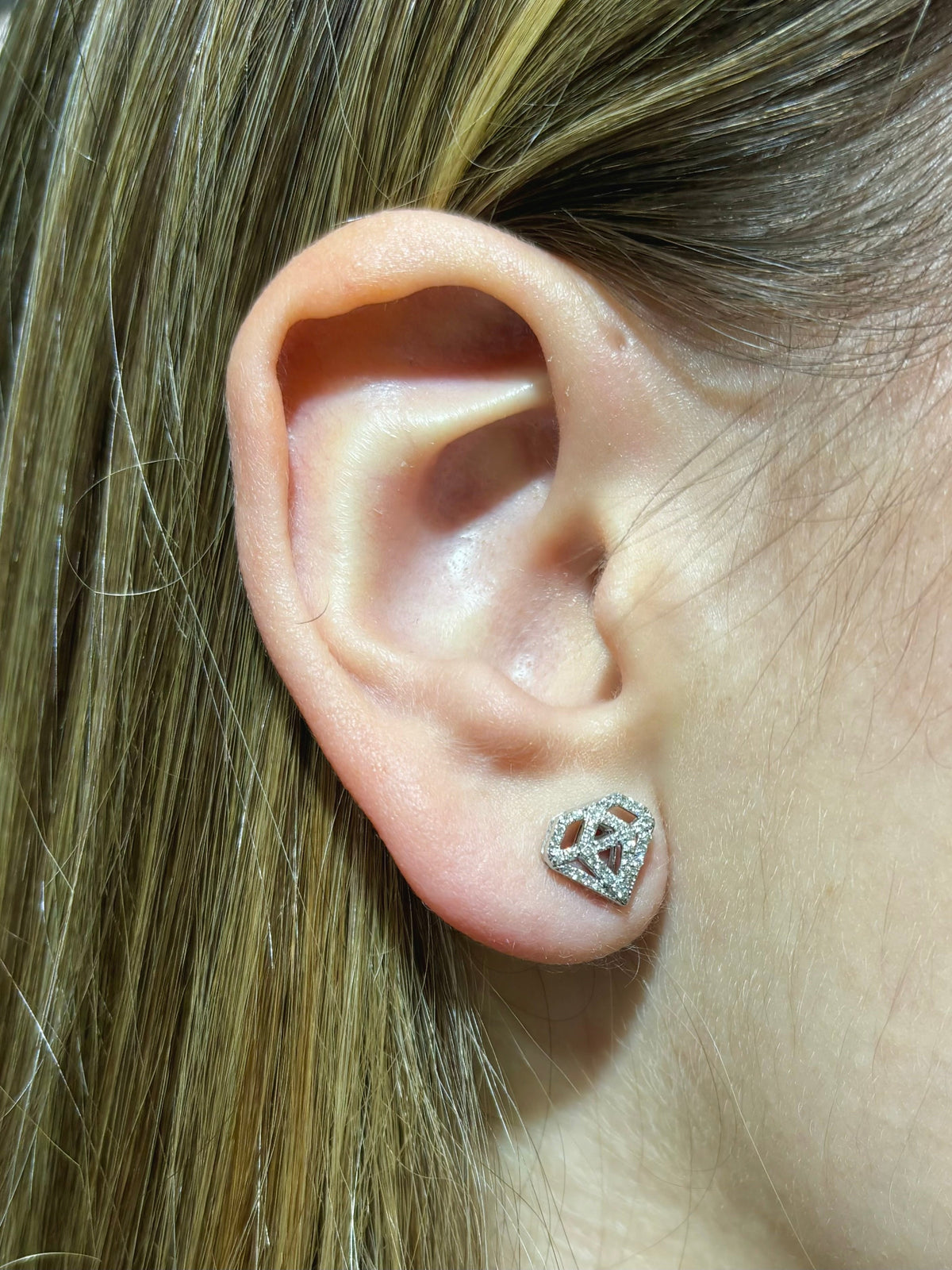 14K Gold Diamond Shape Earrings - additional product view 2