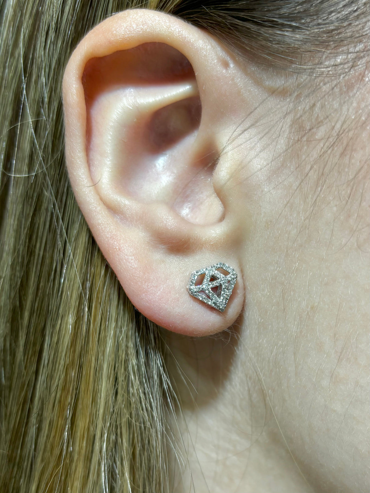 14K Gold Diamond Shape Earrings - additional product view 3