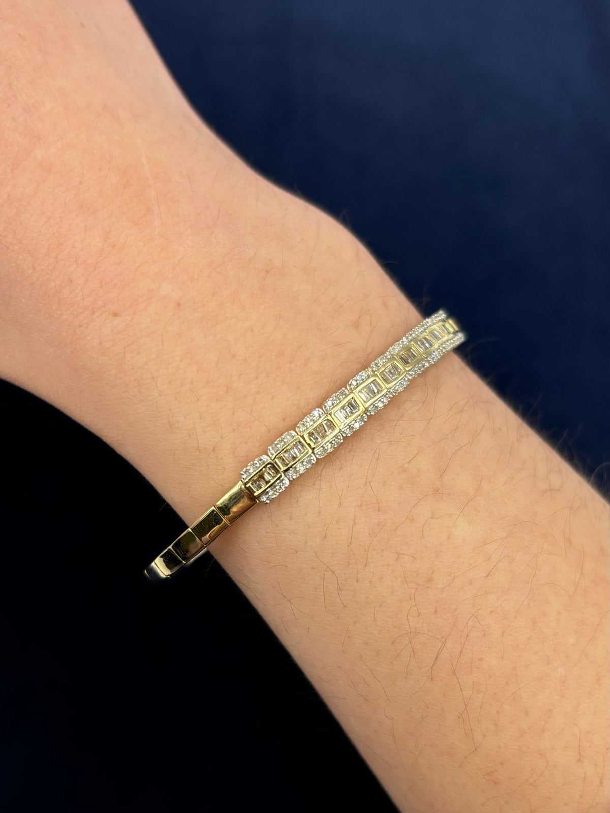 14K Gold Baguette Diamond Bangle Bracelet 5.4mm - additional product view 2