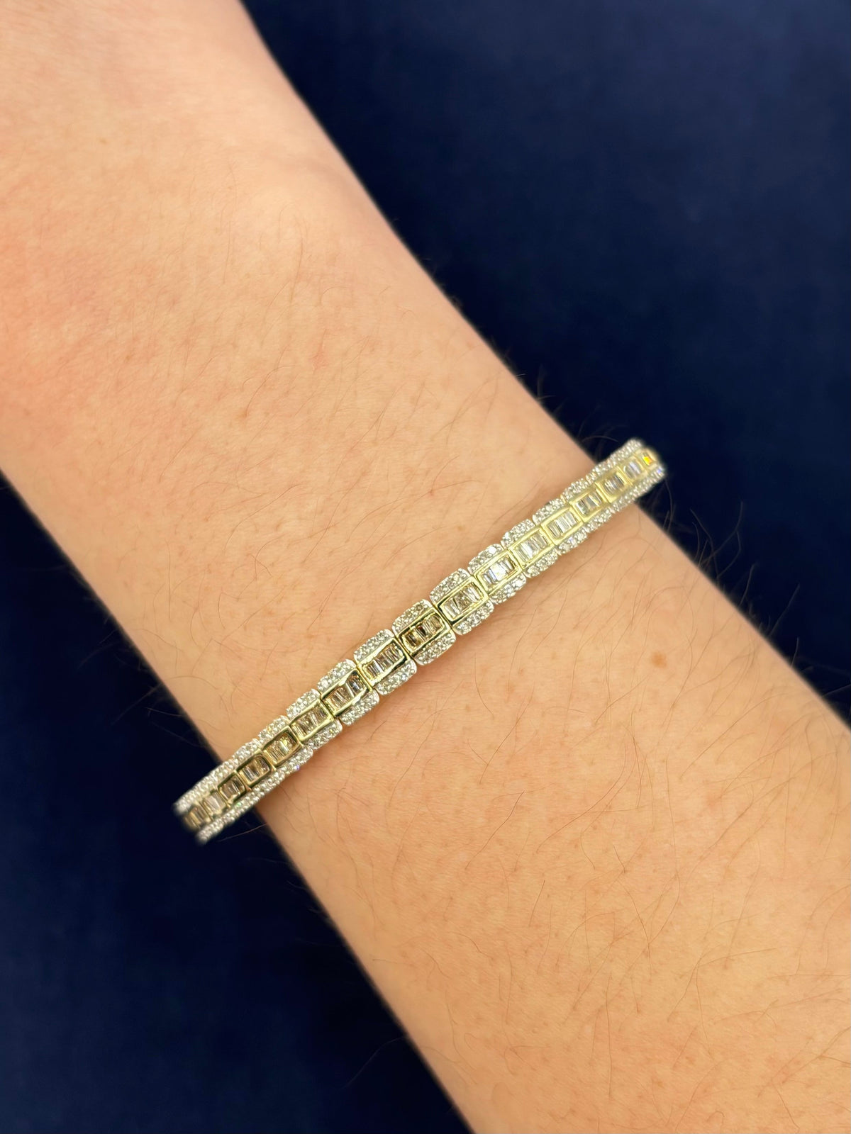 14K Gold Baguette Diamond Bangle Bracelet 5.4mm - additional product view 4