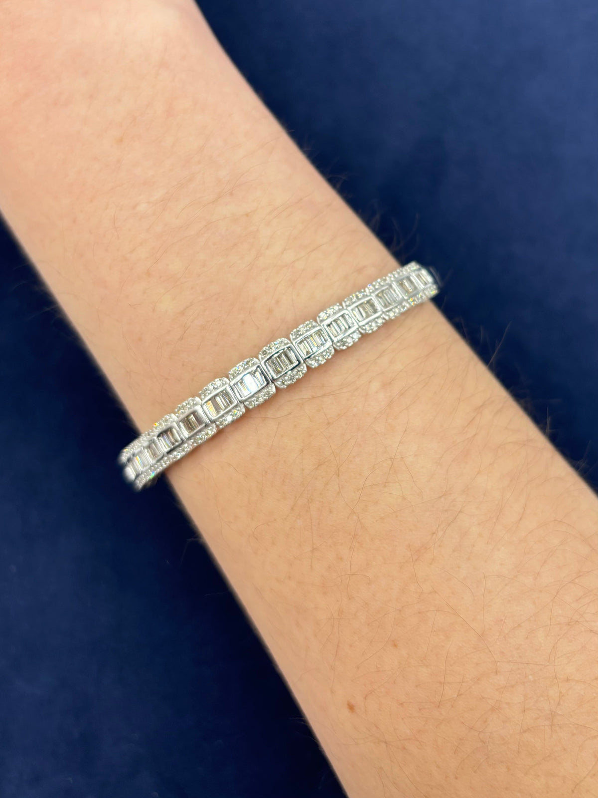 14K Gold Baguette Diamond Bangle Bracelet 6.8mm - additional product view 3