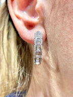 14K Gold Large Baguette Square Style Hoop Diamond Earrings - additional product view 2