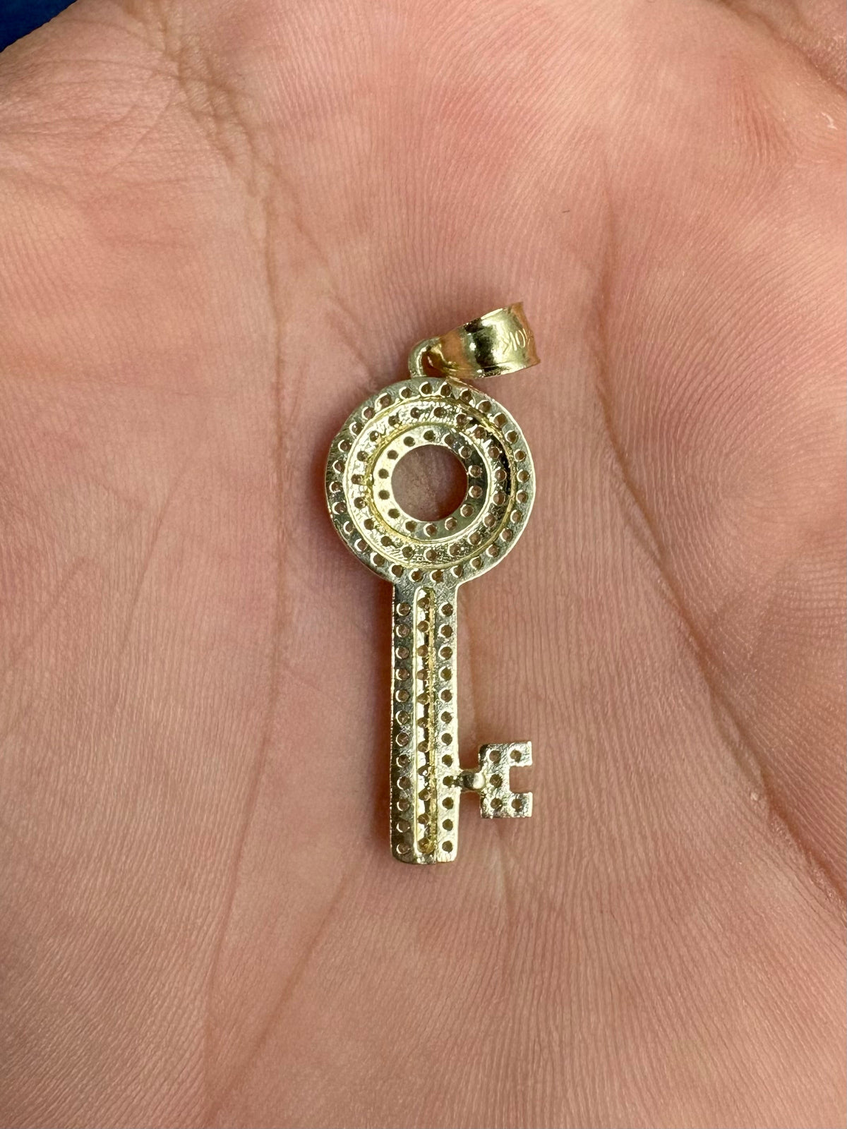 10K Gold White Sapphire Stone Key Pendant - additional product view 5