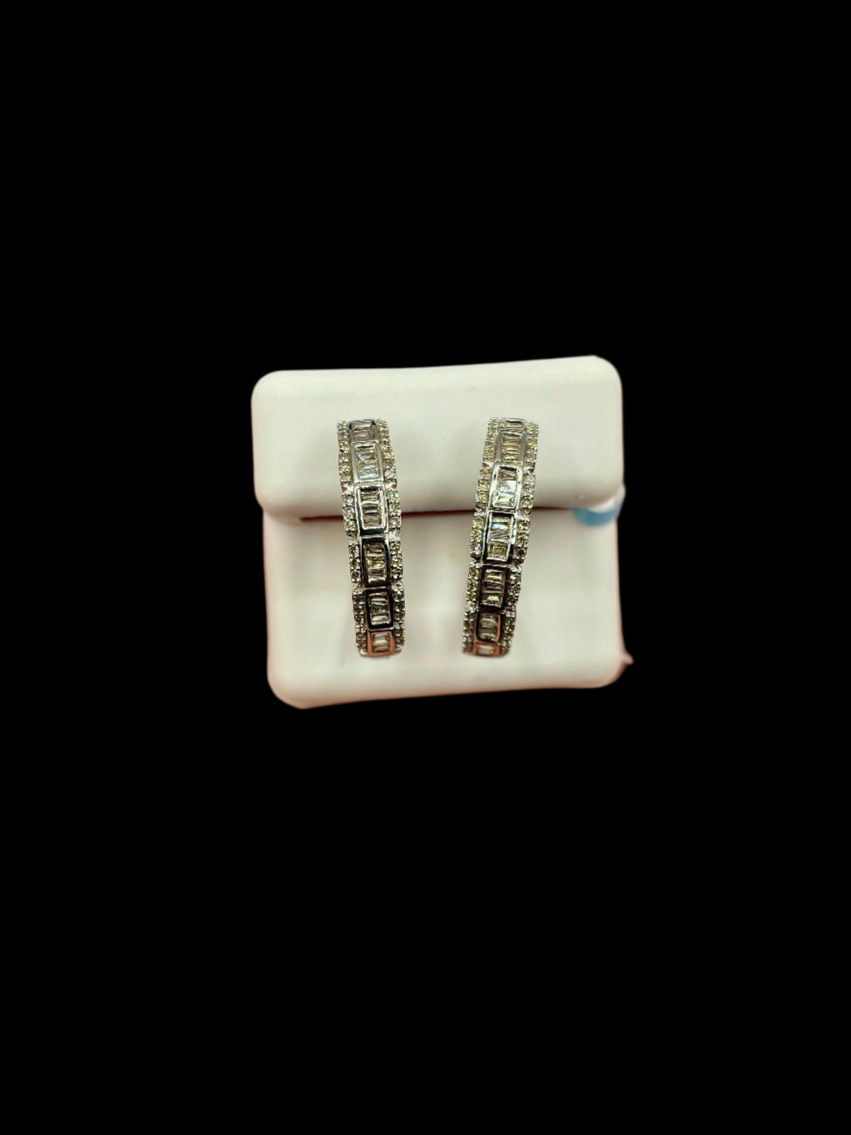 14K Gold Baguette Square Style Hoop Diamond Earrings - additional product view 7