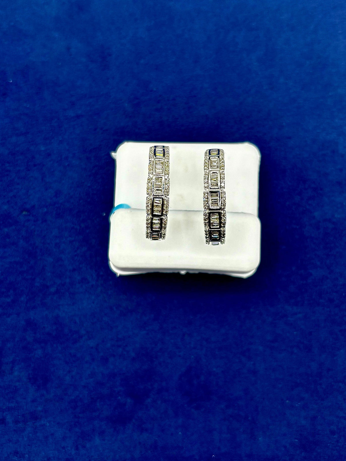 14K Gold Baguette Square Style Hoop Diamond Earrings - additional product view 9