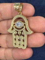 10K Gold Hamsa Pendant with White Sapphire Stone - additional product view 4