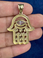 10K Gold Hamsa Pendant with White Sapphire Stone - additional product view 6
