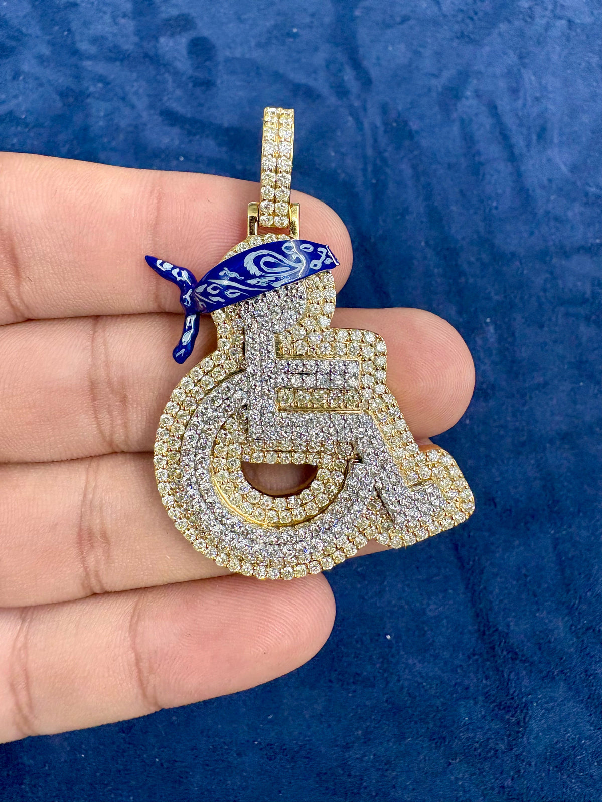 Solid 14K Gold and Diamond Wheelchair Pendant - additional product view 2