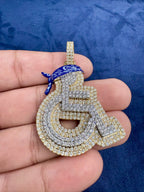 Solid 14K Gold and Diamond Wheelchair Pendant - additional product view 5