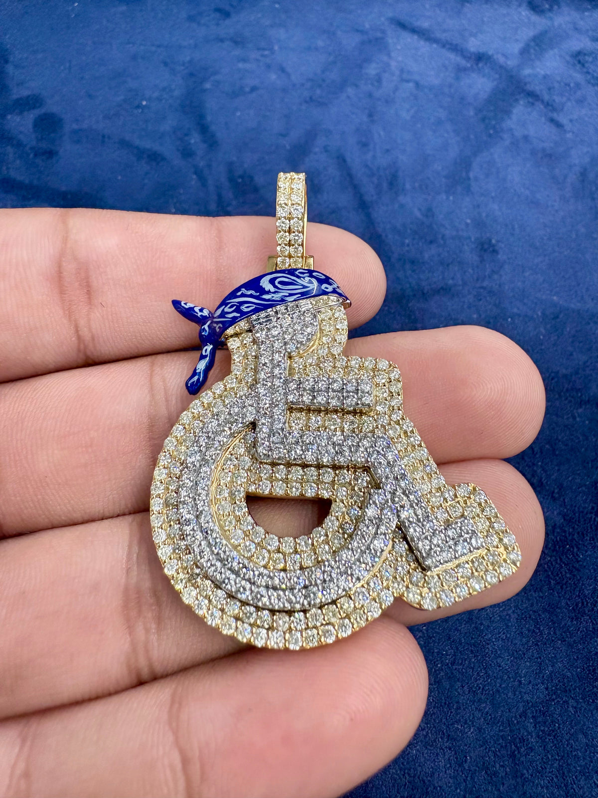 Solid 14K Gold and Diamond Wheelchair Pendant - additional product view 5