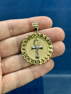 10K Gold Cuben Style Ankh Circle ￼pendant - additional product view 3