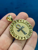 10K Gold Cuben Style Ankh Circle ￼pendant - additional product view 4