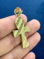 10K Gold Cross Pendant with Parallel Lines ￼ - additional product view 4