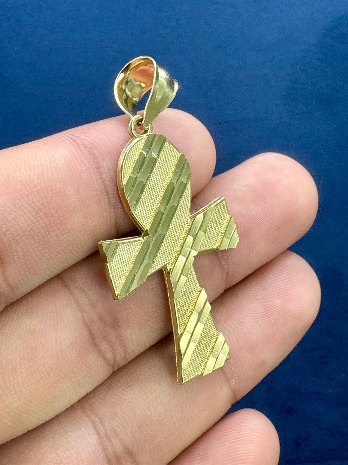 10K Gold Cross Pendant with Parallel Lines ￼ - additional product view 4