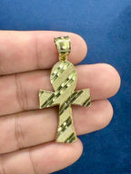 10K Gold Cross Pendant with Parallel Lines ￼ - additional product view 2