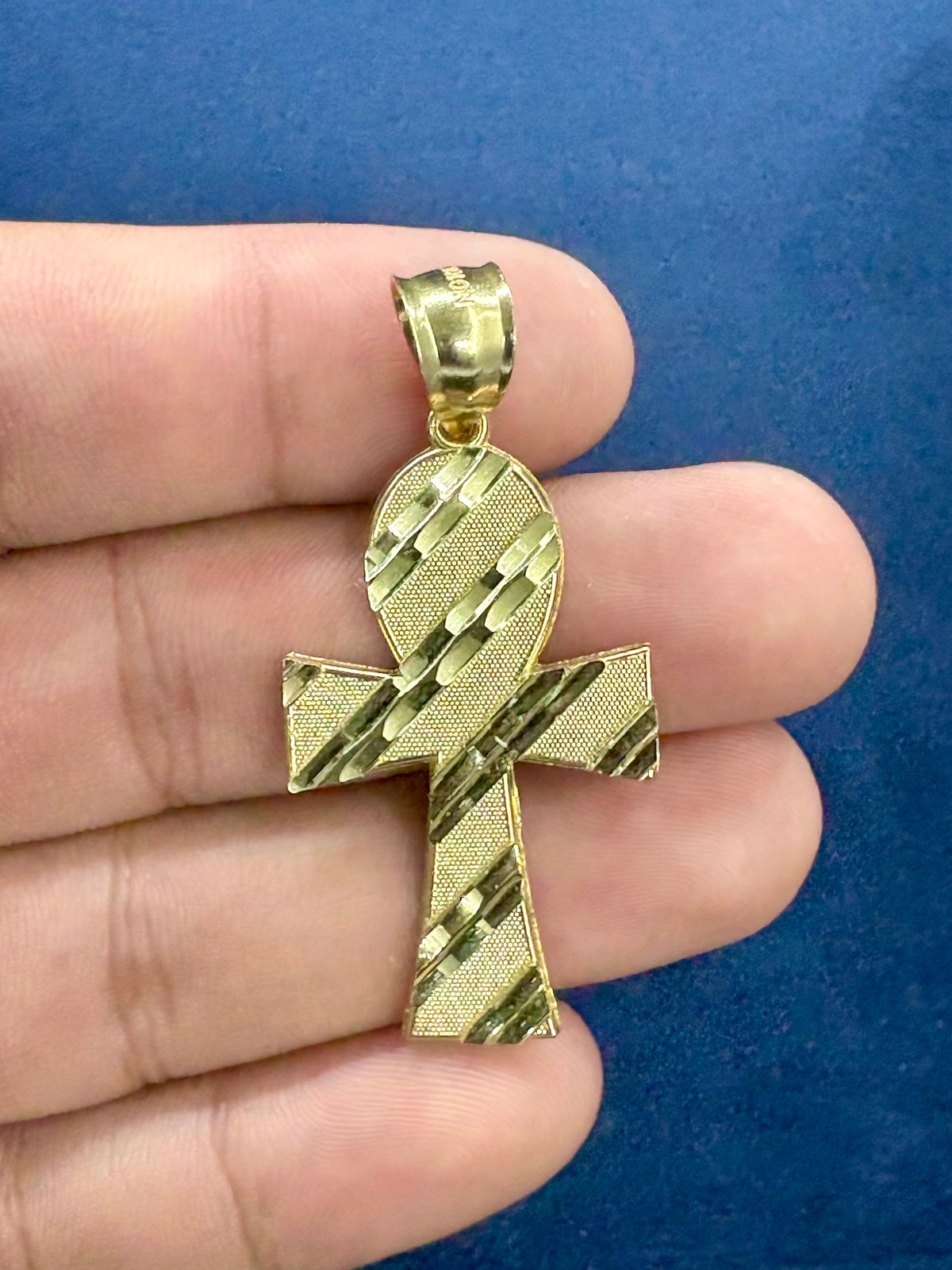 10K Gold Cross Pendant with Parallel Lines ￼ - additional product view 2