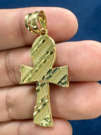 10K Gold Cross Pendant with Parallel Lines ￼ - additional product view 5