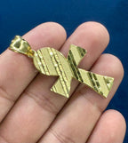 10K Gold Cross Pendant with Parallel Lines ￼ - additional product view 3
