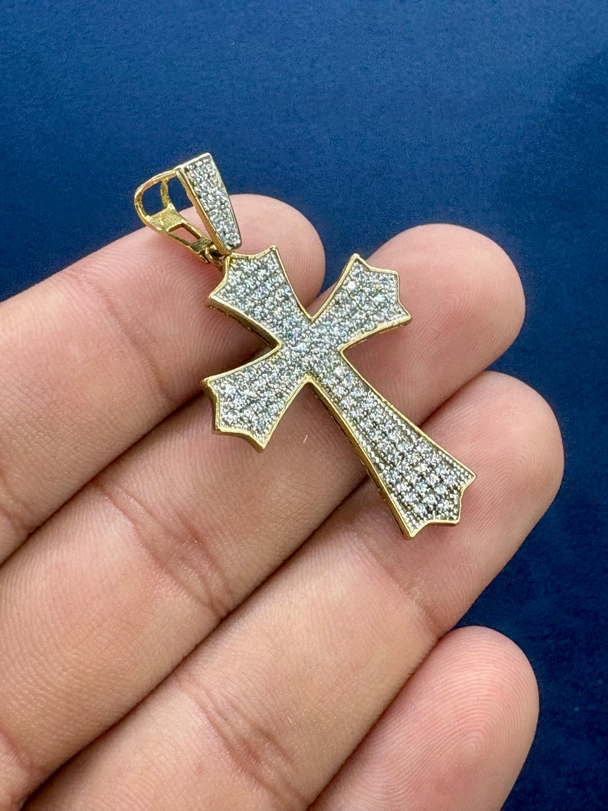 10K Gold Cross Pendant with White Sapphire ￼ - additional product view 2