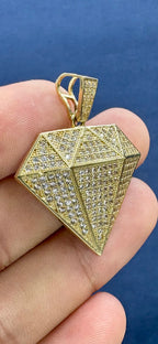10K Gold and White Saphire Diamond Shape Pendant - additional product view 3