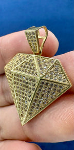 10K Gold and White Saphire Diamond Shape Pendant - additional product view 4