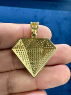 10K Gold and White Saphire Diamond Shape Pendant - additional product view 6