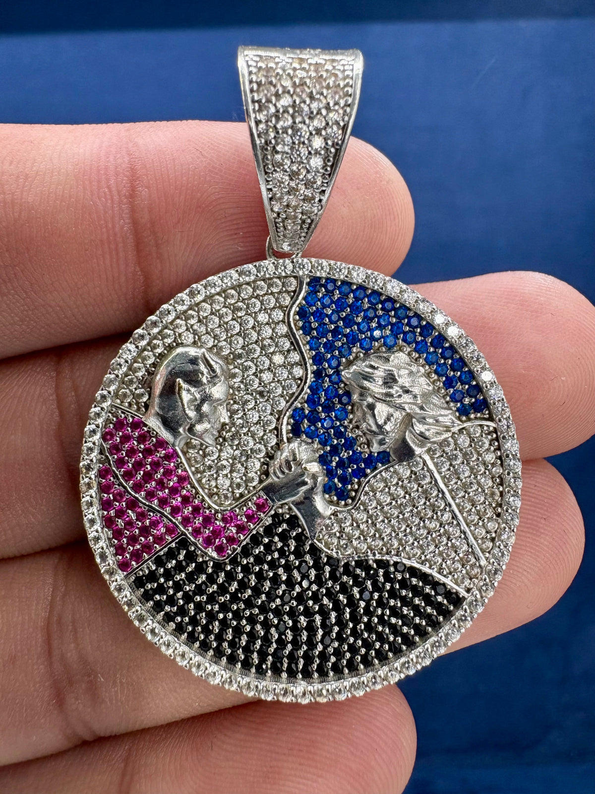 14K White Gold and Safire Stone Pendant - additional product view 2