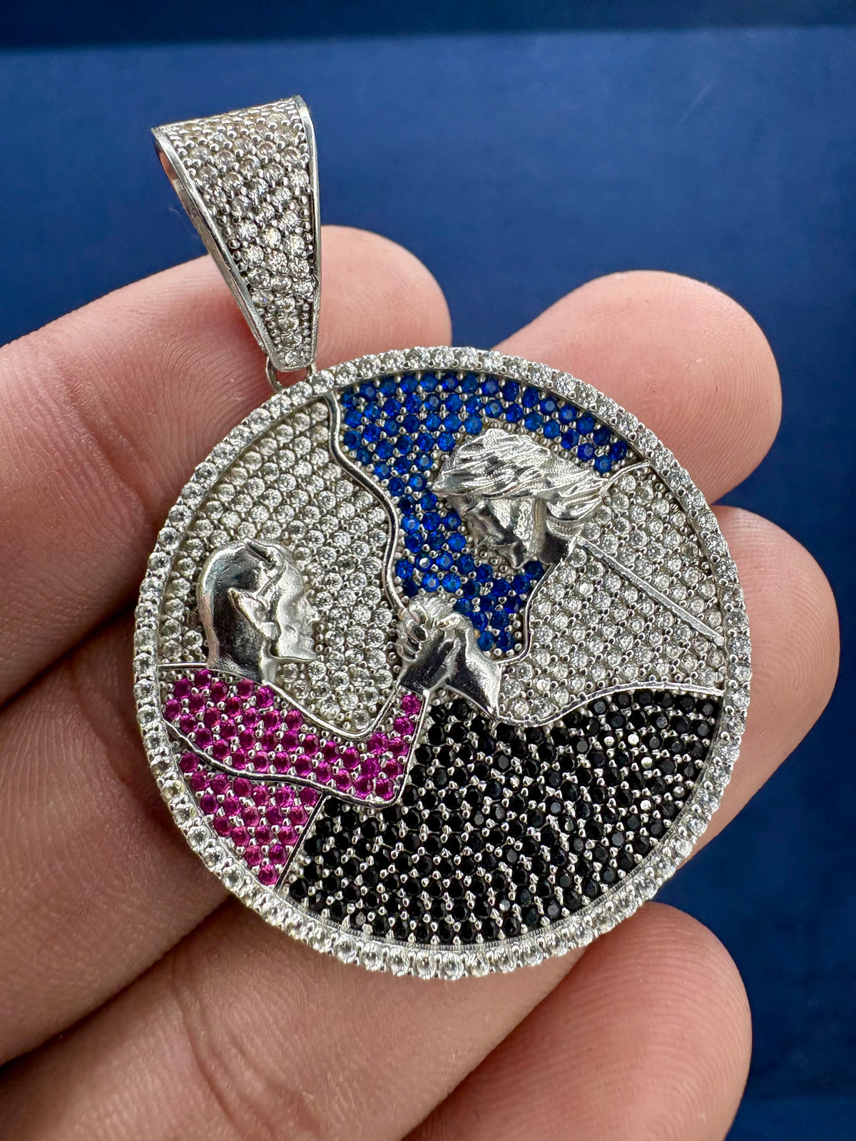 14K White Gold and Safire Stone Pendant - additional product view 3