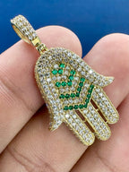 14K Gold and Sapphire Stone Hamsa Pendant - additional product view 3