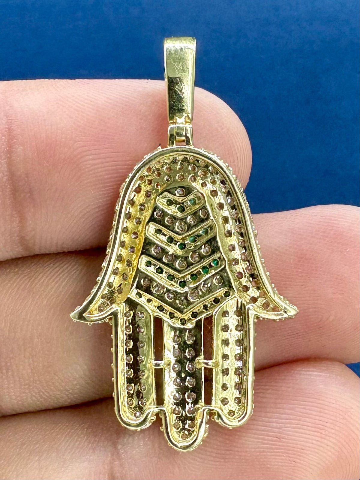 14K Gold and Sapphire Stone Hamsa Pendant - additional product view 5