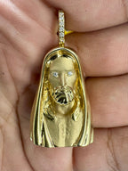 14K Gold and Diamonds Jesus Head Pendant - additional product view 2