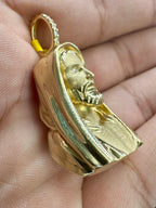 14K Gold and Diamonds Jesus Head Pendant - additional product view 3