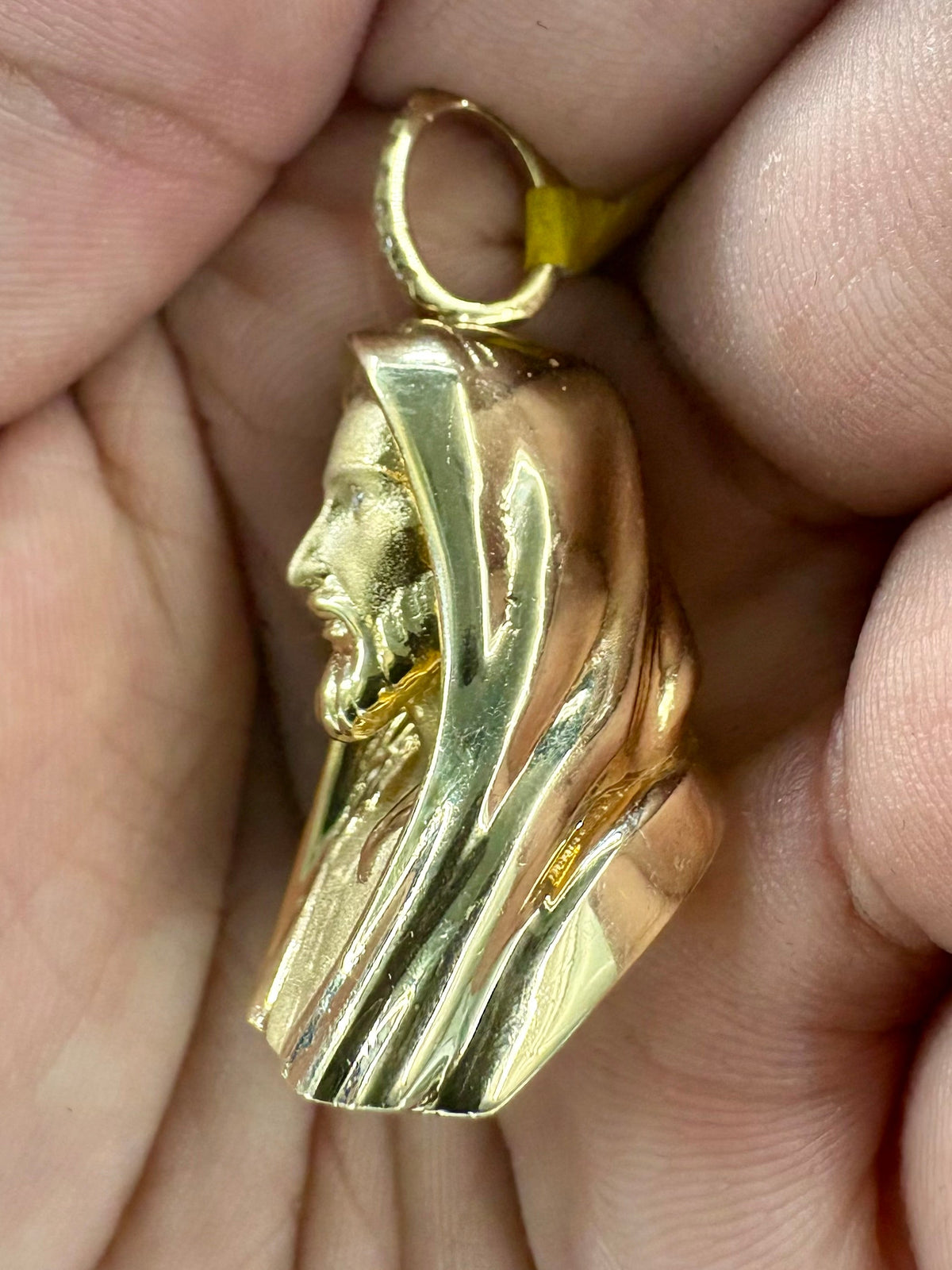 14K Gold and Diamonds Jesus Head Pendant - additional product view 4