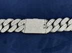 14K 18.5mm White Gold Baguette Cuban Diamond Chain - additional product view 5